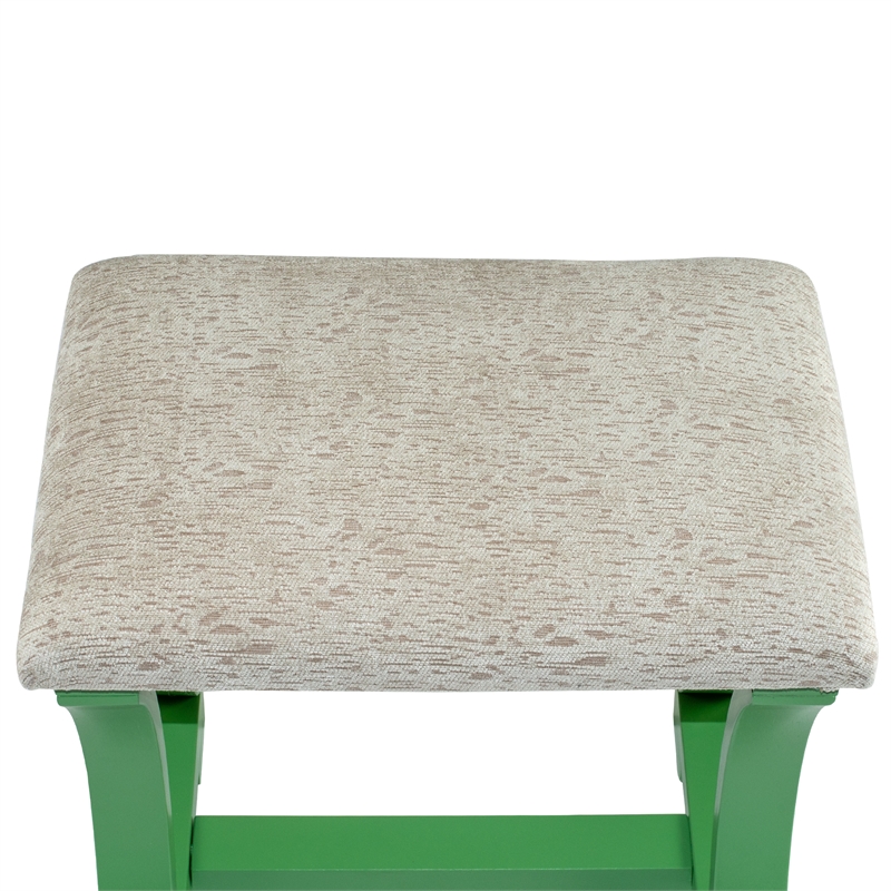 Poundex Wood Vanity Set with Stool and Mirror in Apple Green