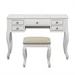 Poundex Furniture Wood Vanity Set with Stool and Mirror in White