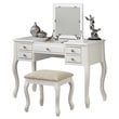 Poundex Furniture Wood Vanity Set with Stool and Mirror in White