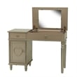 Poundex Furniture Wood Vanity Set with Stool and Mirror in Silver