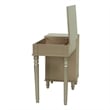 Poundex Furniture Wood Vanity Set with Stool and Mirror in Silver