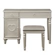 Poundex Furniture Wood Vanity Set with Stool and Mirror in Silver