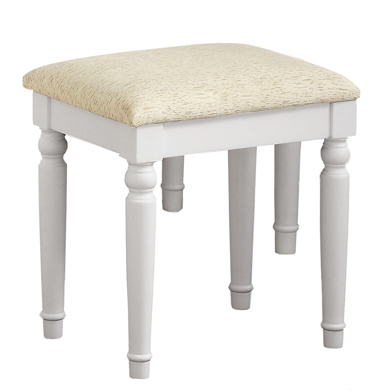 Poundex Furniture Wood Vanity Set with Stool and Mirror in