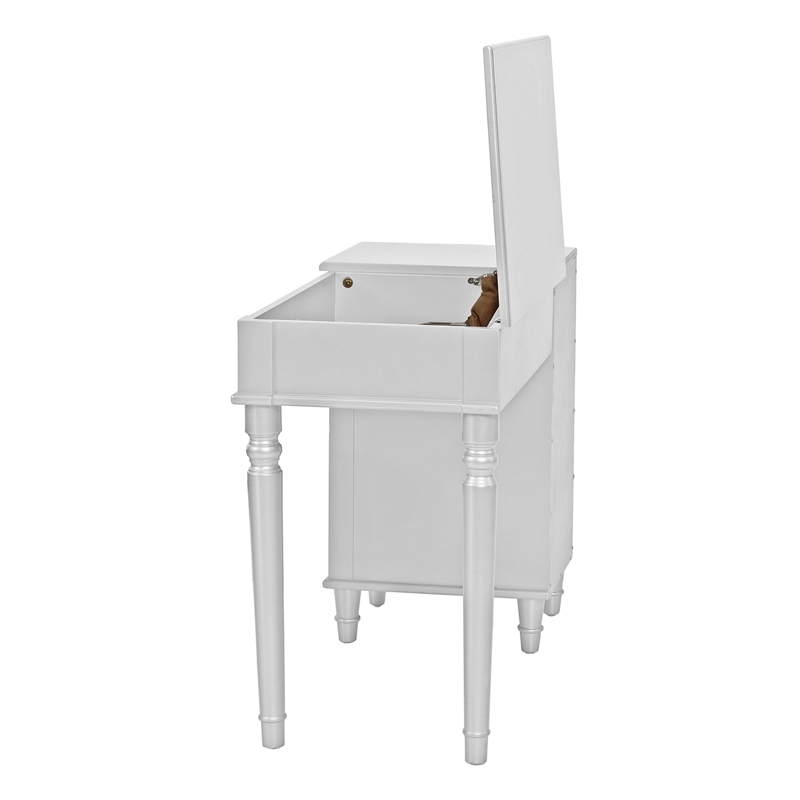 Poundex Furniture Wood Vanity Set with Stool and Mirror in