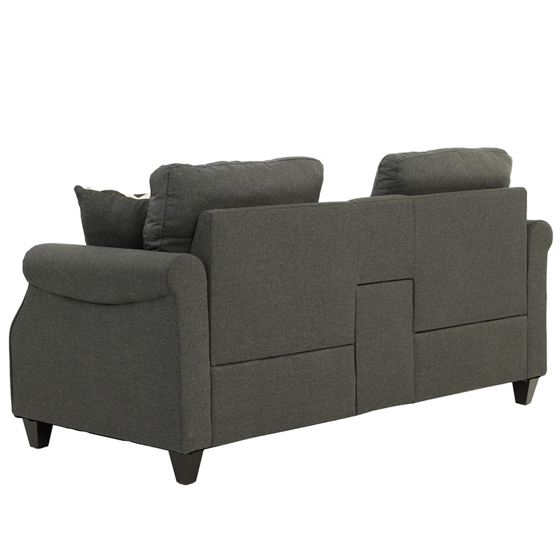 Poundex 2 Piece Fabric Sofa Set with USB Console in Blue Gray