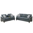 Poundex 2 Piece Fabric Sofa Set with USB Console in Blue Gray