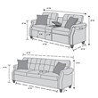 Poundex 2 Piece Fabric Sofa Set with USB Console in Blue Gray