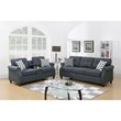 Poundex 2 Piece Fabric Sofa Set with USB Console in Blue Gray