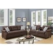 Poundex 2 Piece Fabric Sofa Set with USB Console in Dark Coffee