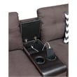 Poundex 2 Piece Fabric Sofa Set with USB Console in Dark Coffee