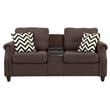 Poundex 2 Piece Fabric Sofa Set with USB Console in Dark Coffee