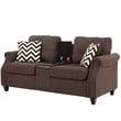 Poundex 2 Piece Fabric Sofa Set with USB Console in Dark Coffee