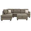 Poundex 3 Piece Fabric Sectional Sofa Set with Storage Ottoman in Light Coffee
