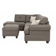 Poundex 3 Piece Fabric Sectional Sofa Set with Storage Ottoman in Light Coffee
