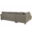 Poundex 3 Piece Fabric Sectional Sofa Set with Storage Ottoman in Light Coffee