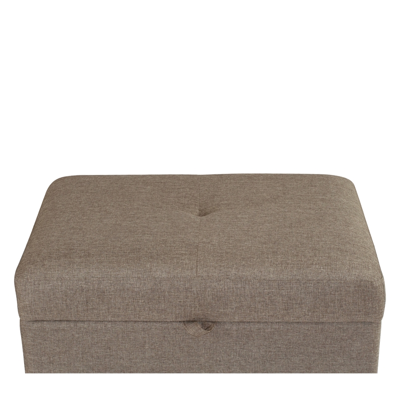 Poundex 3 Piece Fabric Sectional Sofa Set with Storage Ottoman in Light Coffee
