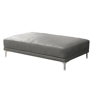 Poundex Furniture Faux Leather Cocktail Ottoman in Antique Gray