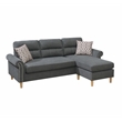 Poundex Furniture Fabric Reversible Sectional Sofa Set in Slate Gray Color