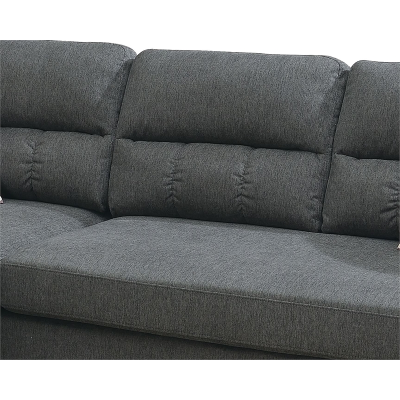 Poundex Furniture Fabric Reversible Sectional Sofa Set in Slate Gray Color