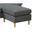 Poundex Furniture Fabric Reversible Sectional Sofa Set in Slate Gray Color