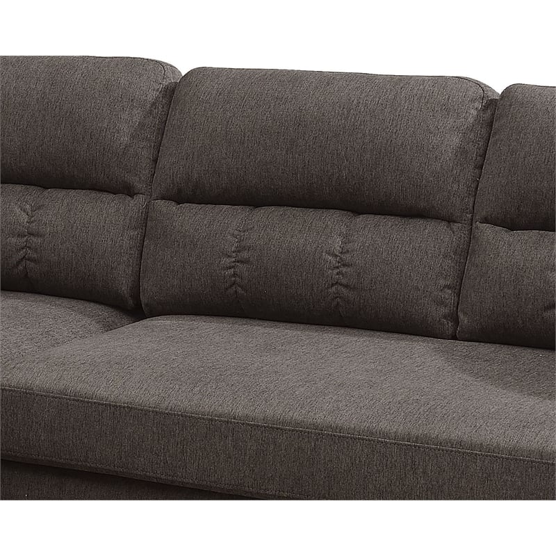 Poundex Furniture Fabric Reversible Sofa Sectional Set in Tan Brown Color
