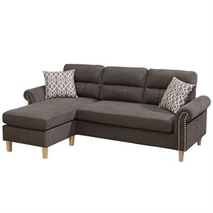 Poundex Furniture Fabric Reversible Sofa Sectional Set in Tan Brown Color