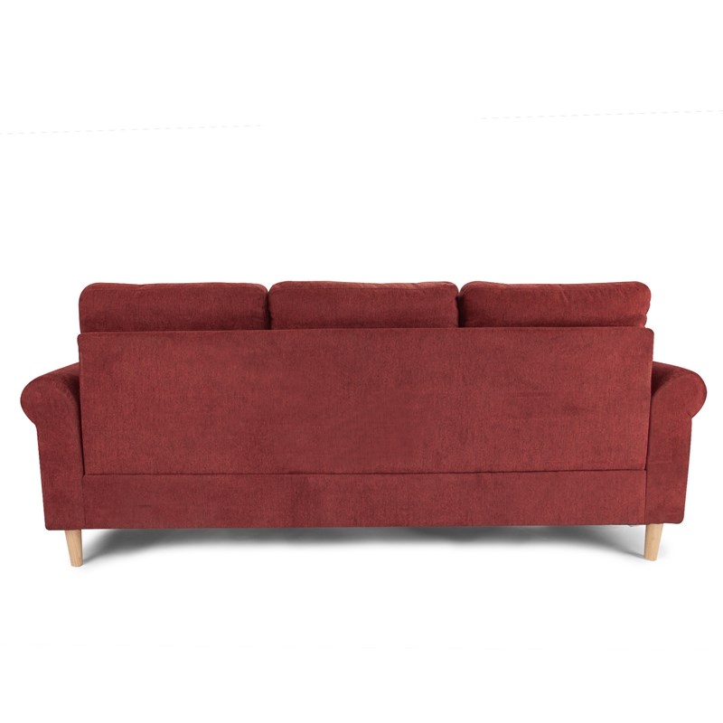 Poundex Furniture Fabric Reversible Sectional Sofa Set in Paprika Red Color