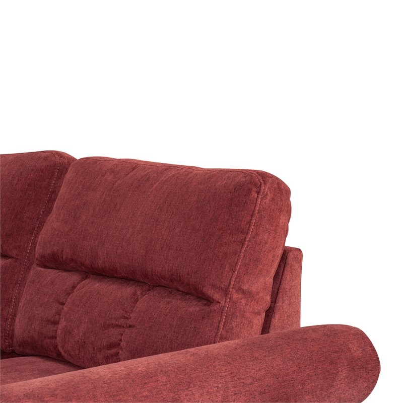 Poundex Furniture Fabric Reversible Sectional Sofa Set in Paprika Red Color
