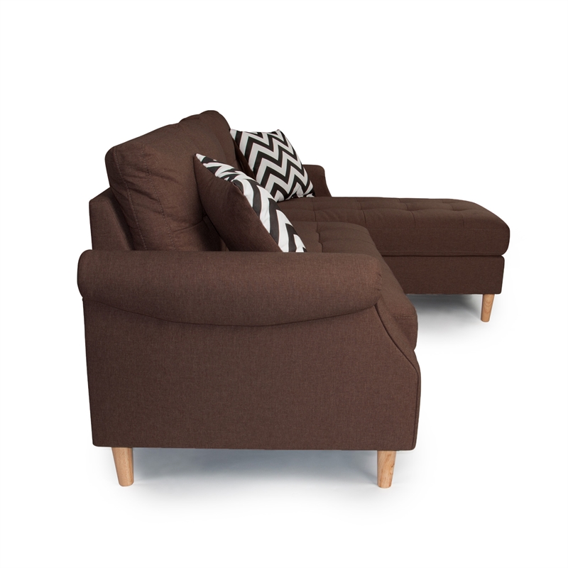 Poundex Furniture Fabric Reversible Sectional Sofa Set in Espresso Color