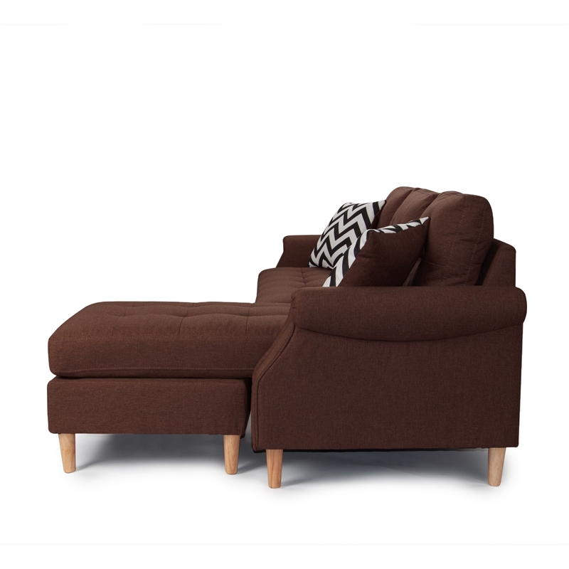 Poundex Furniture Fabric Reversible Sectional Sofa Set in Espresso Color