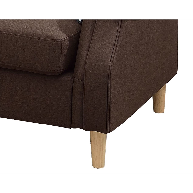 Poundex Furniture Fabric Reversible Sectional Sofa Set in Espresso Color