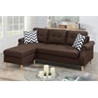 Poundex Furniture Fabric Reversible Sectional Sofa Set in Espresso Color