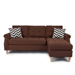 Poundex Furniture Fabric Reversible Sectional Sofa Set in Espresso Color