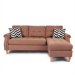 Poundex Furniture Fabric Reversible Sectional Sofa Set in Light Coffee Color