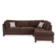 Poundex 3 Piece Fabric Sectional Sofa Set with Ottoman in Dark Coffee