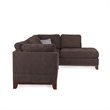 Poundex 3 Piece Fabric Sectional Sofa Set with Ottoman in Dark Coffee