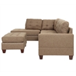 Poundex 3 Piece Fabric Sectional Sofa Set with Ottoman in Coffee