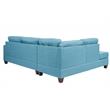 Poundex 3 Piece Fabric Sectional Sofa Set with Ottoman in Blue Gray