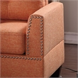 Poundex 3 Piece Fabric Sectional Sofa Set with Ottoman in Citrus Orange