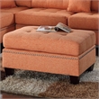 Poundex 3 Piece Fabric Sectional Sofa Set with Ottoman in Citrus Orange