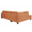 Poundex 3 Piece Fabric Sectional Sofa Set with Ottoman in Citrus Orange
