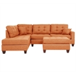 Poundex 3 Piece Fabric Sectional Sofa Set with Ottoman in Citrus Orange