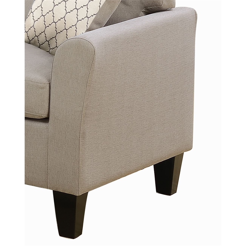 Poundex Furniture 2 Piece Fabric Sofa Loveseat Set in Beige Color