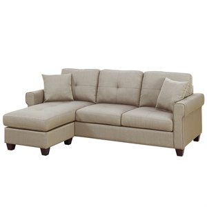 poundex furniture 2 piece fabric compact sectional sofa set