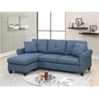 Poundex Furniture 2 Piece Fabric Compact Sectional Sofa Set in Blue Color