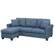 Poundex Furniture 2 Piece Fabric Compact Sectional Sofa Set in Blue Color