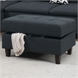 Poundex 3 Piece Fabric Sectional Sofa Set with Storage Ottoman in Black