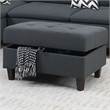 Poundex 3 Piece Fabric Sectional Sofa Set with Storage Ottoman in Charcoal Gray