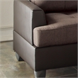 Poundex 3 Piece Fabric Sectional Sofa Set with Ottoman in Chocolate Color