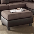 Poundex 3 Piece Fabric Sectional Sofa Set with Ottoman in Chocolate Color